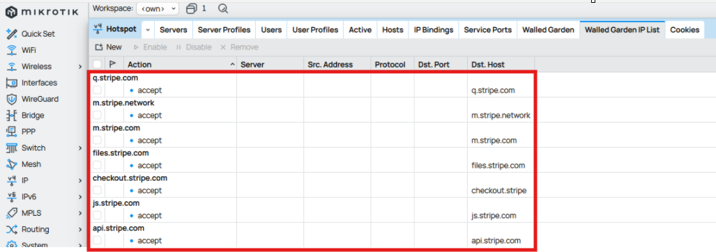Mikrotik Hotspot Walled Garden